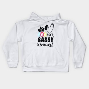 Cute Bunny Ears Princess Crown / Egg-Stra Sassy Colorful Egg Happy Easter Kids Hoodie